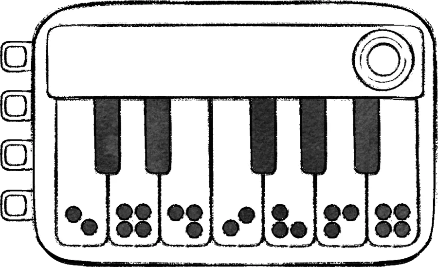 Piano key and Braille diagram